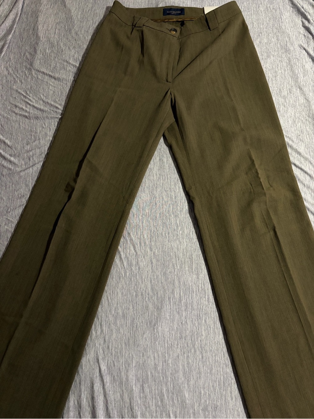 Piazza Sempione Olive Green Wide-Leg Dress Pants